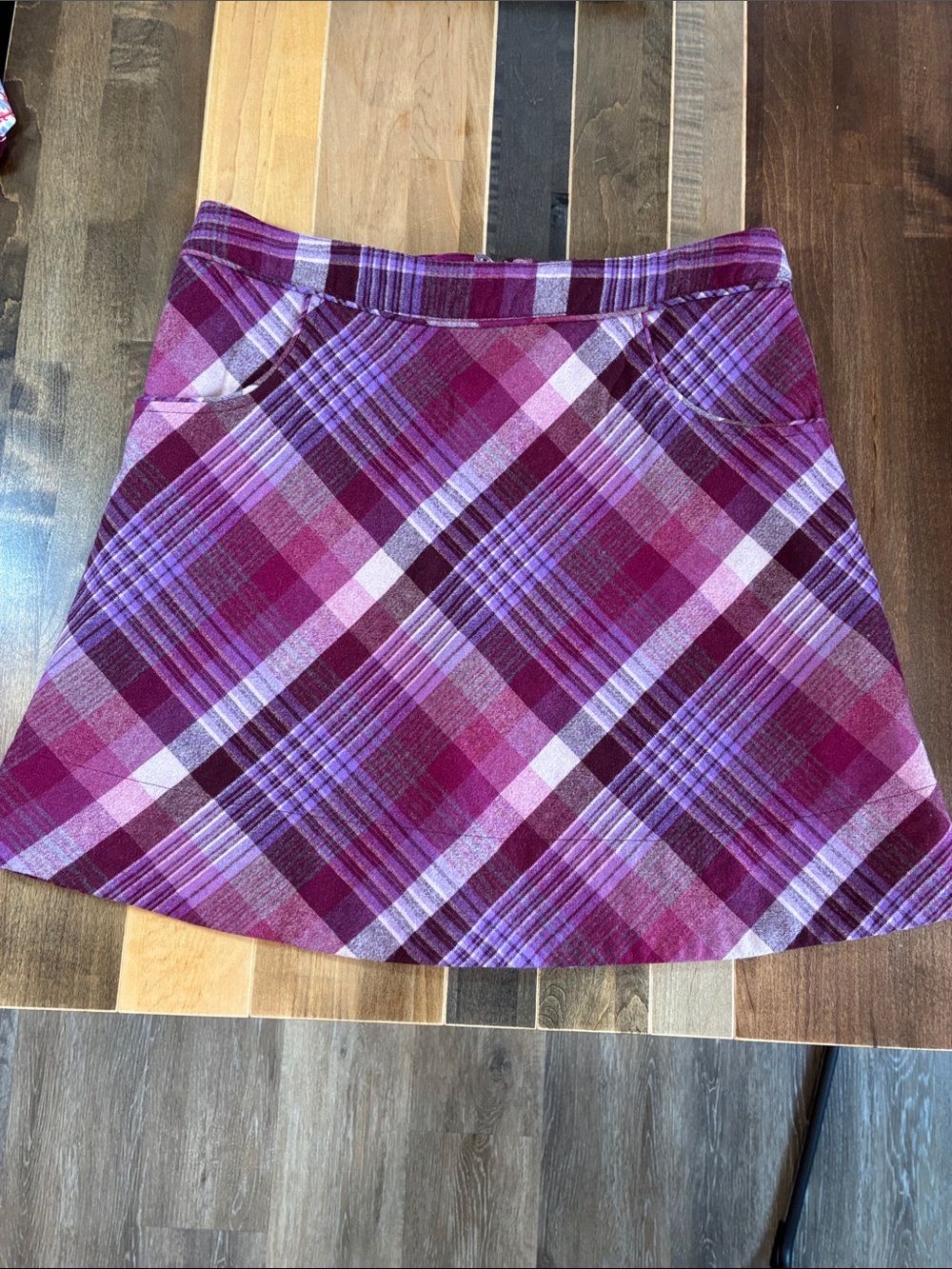 H&M Pink & Purple Plaid Skater Skirt